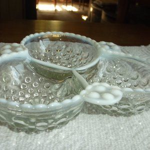 vintage moon stone divided dish